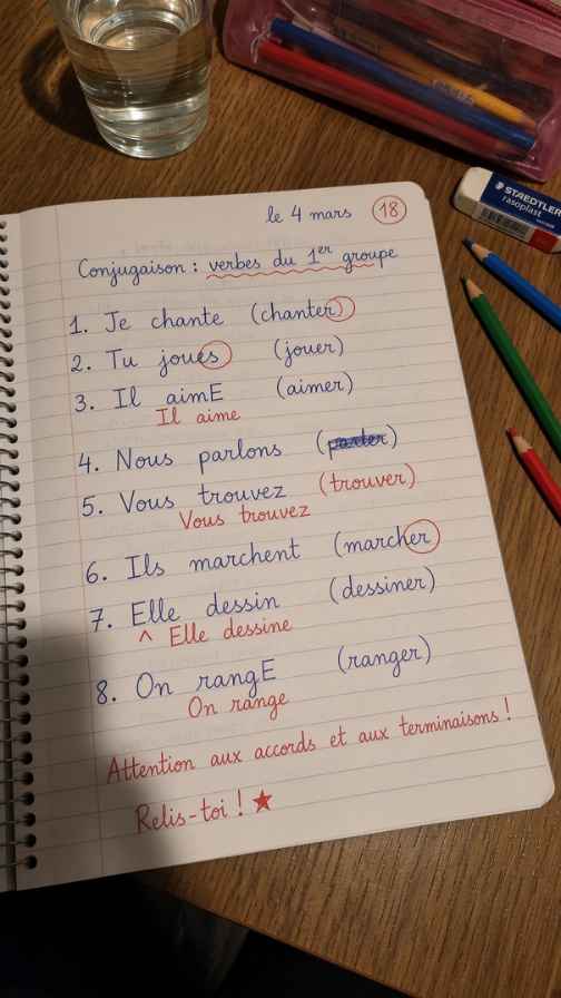 Photo de la page de cahier d’un élève